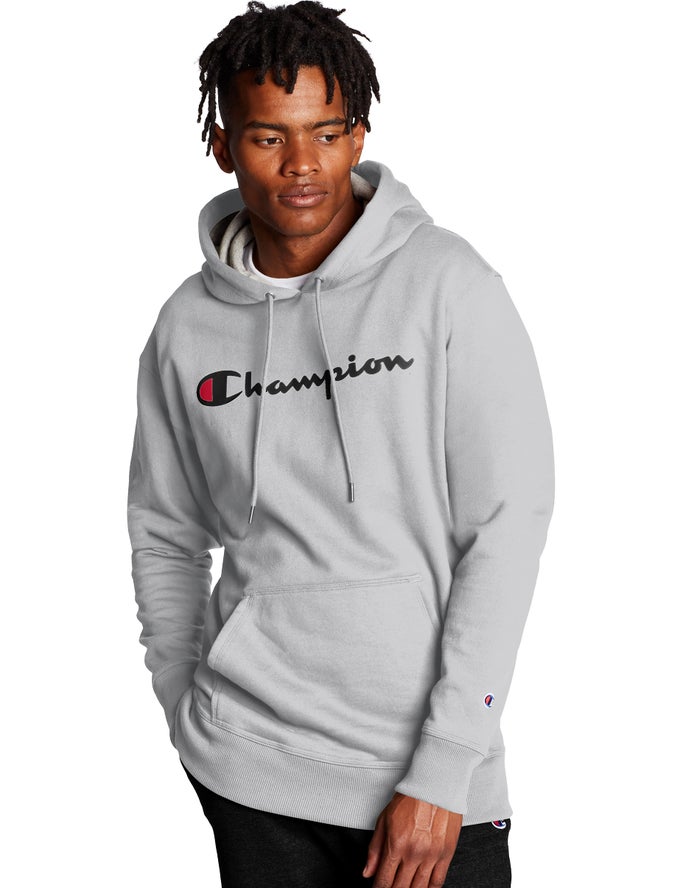 Champion Hoodie Heren - Grijs - Powerblend Script Logo ( 308419-TMR )